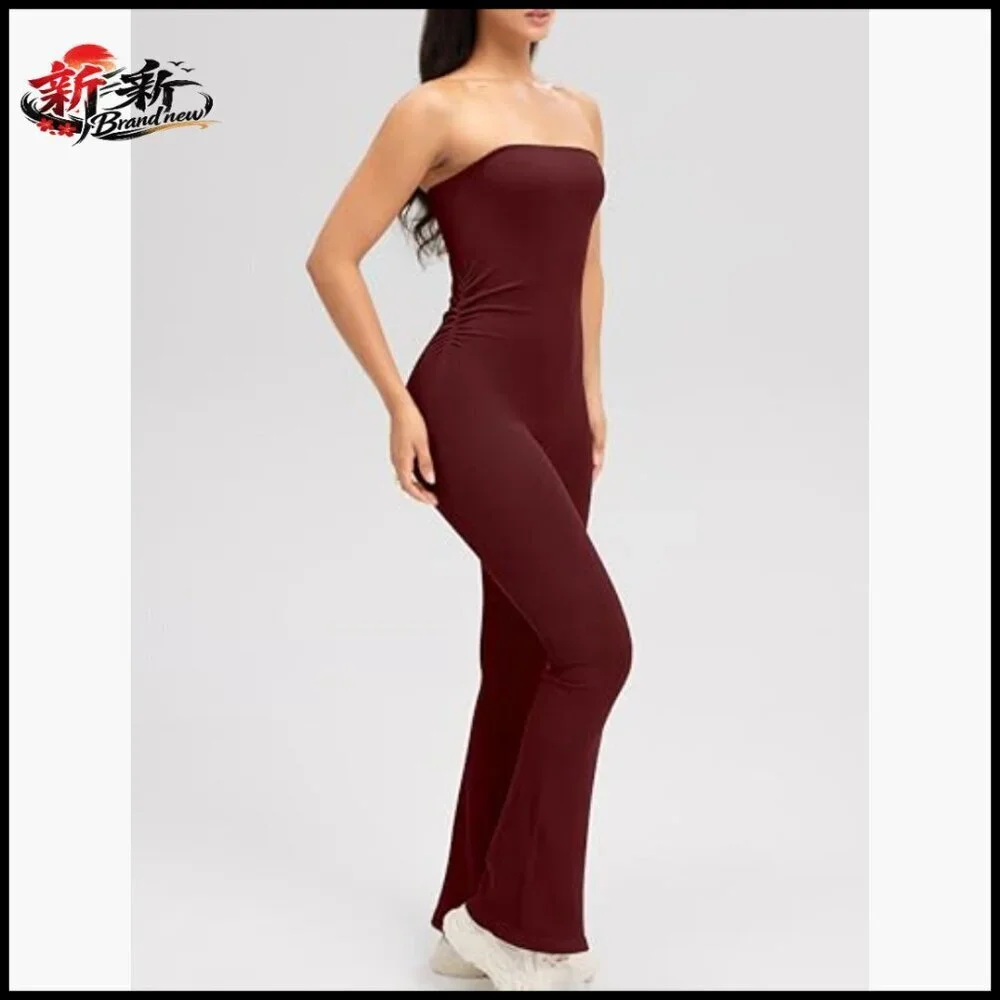 Tube Strapless Jumpsuit with Removable Bra, Nylon Spandex Jersey